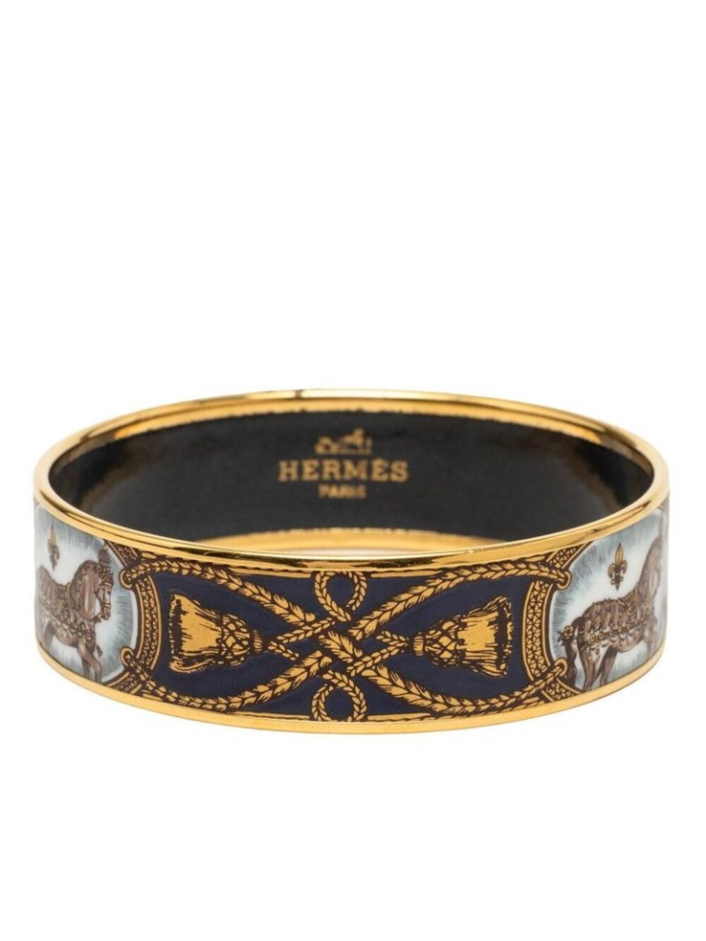 Hermes Enamel GM Cloisonne Bangle Gold Multicolor Plated Bracelet